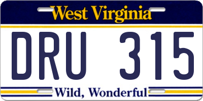 WV license plate DRU315