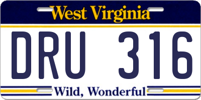 WV license plate DRU316