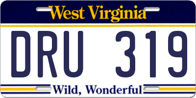 WV license plate DRU319