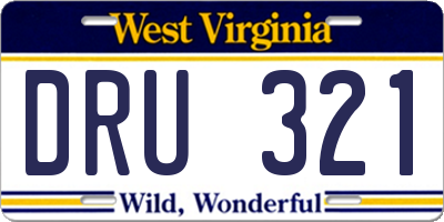 WV license plate DRU321