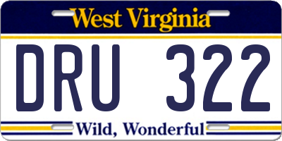WV license plate DRU322