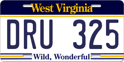 WV license plate DRU325