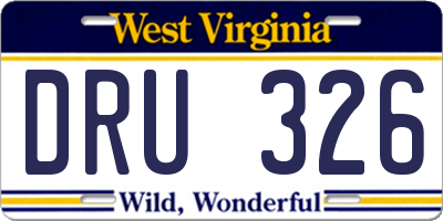 WV license plate DRU326