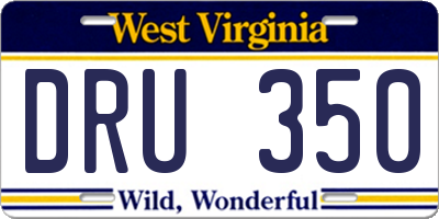 WV license plate DRU350