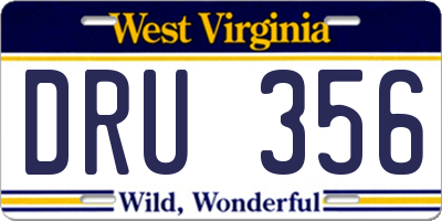WV license plate DRU356