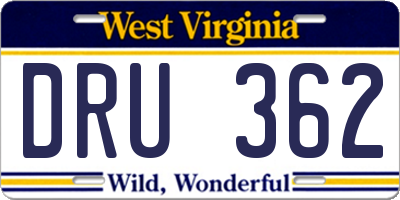 WV license plate DRU362