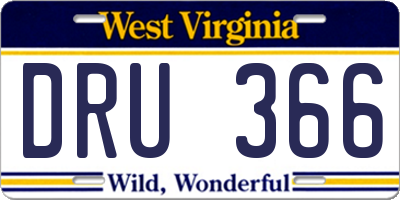 WV license plate DRU366
