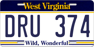 WV license plate DRU374