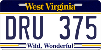 WV license plate DRU375