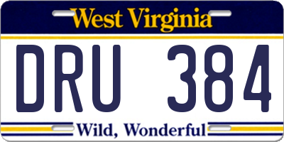 WV license plate DRU384