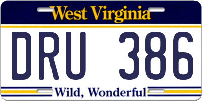 WV license plate DRU386