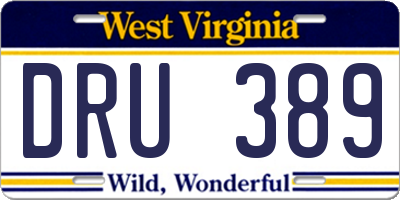 WV license plate DRU389