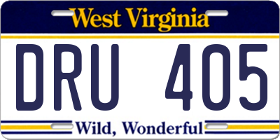 WV license plate DRU405