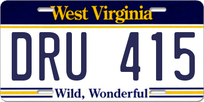 WV license plate DRU415