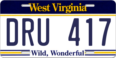 WV license plate DRU417