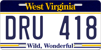WV license plate DRU418