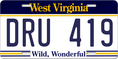 WV license plate DRU419