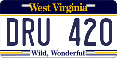 WV license plate DRU420