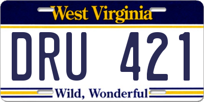WV license plate DRU421