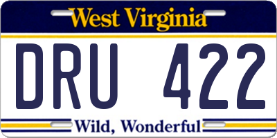 WV license plate DRU422