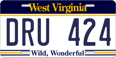 WV license plate DRU424