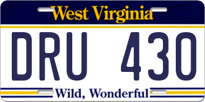WV license plate DRU430