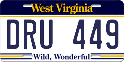 WV license plate DRU449
