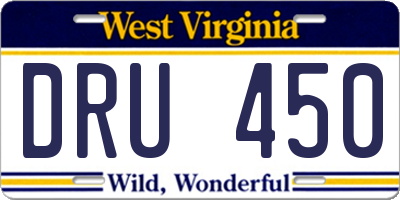 WV license plate DRU450