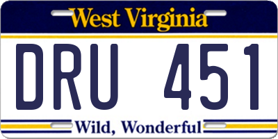 WV license plate DRU451