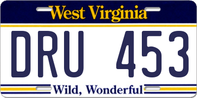 WV license plate DRU453