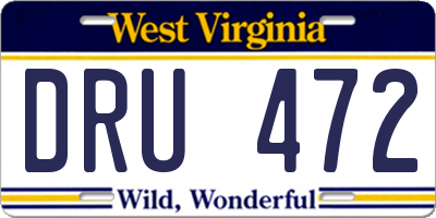 WV license plate DRU472