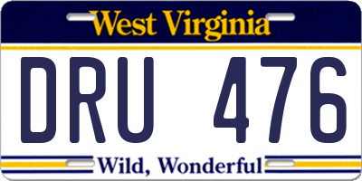 WV license plate DRU476