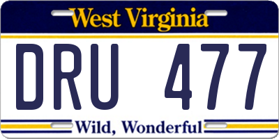 WV license plate DRU477