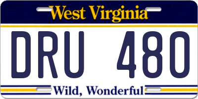 WV license plate DRU480