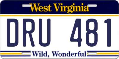 WV license plate DRU481