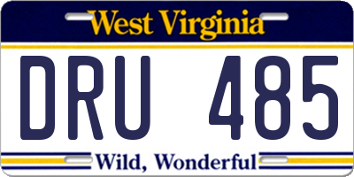 WV license plate DRU485