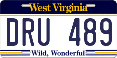 WV license plate DRU489