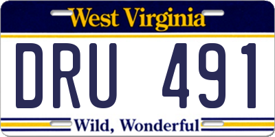 WV license plate DRU491
