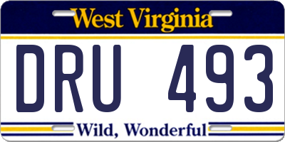 WV license plate DRU493