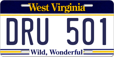 WV license plate DRU501