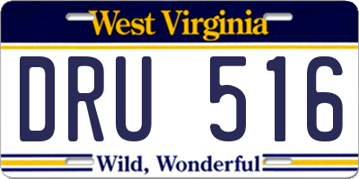 WV license plate DRU516