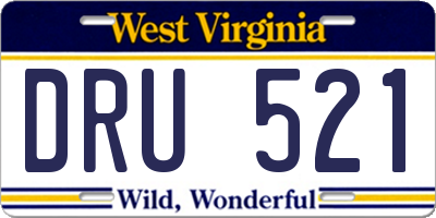 WV license plate DRU521