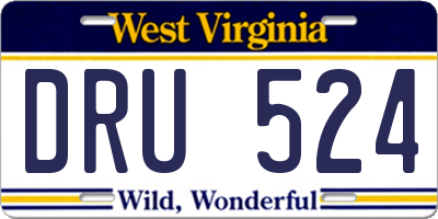 WV license plate DRU524