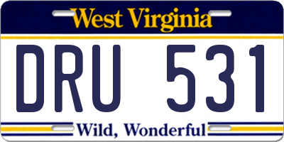 WV license plate DRU531