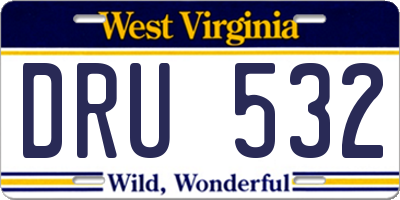 WV license plate DRU532