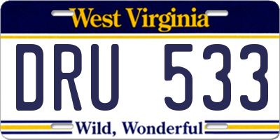 WV license plate DRU533
