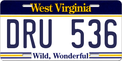 WV license plate DRU536