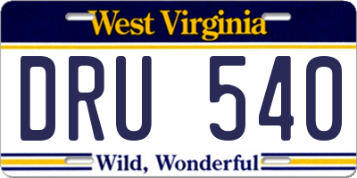 WV license plate DRU540