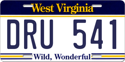 WV license plate DRU541