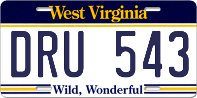 WV license plate DRU543
